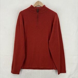 Grayson & Dunn Sweater Mens XL Red 100% Cashmere Quarter Zip Mock Neck Pullover